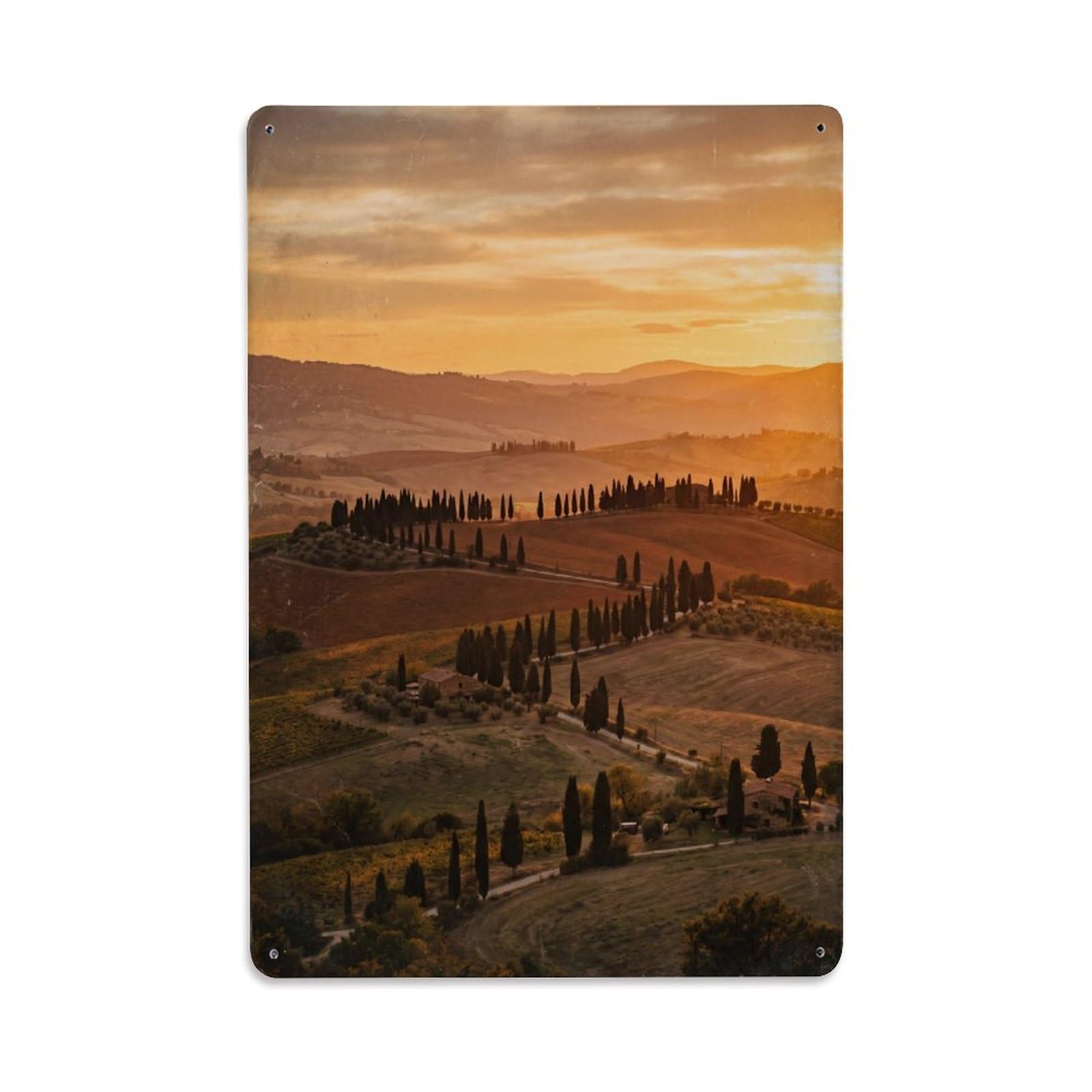 Tuscan Vineyard Kitchen Landscape Vintage Metal Tin Sign Plaque Wall Decor for Cafe, Club, Garden Metal Poster 8x12Inch