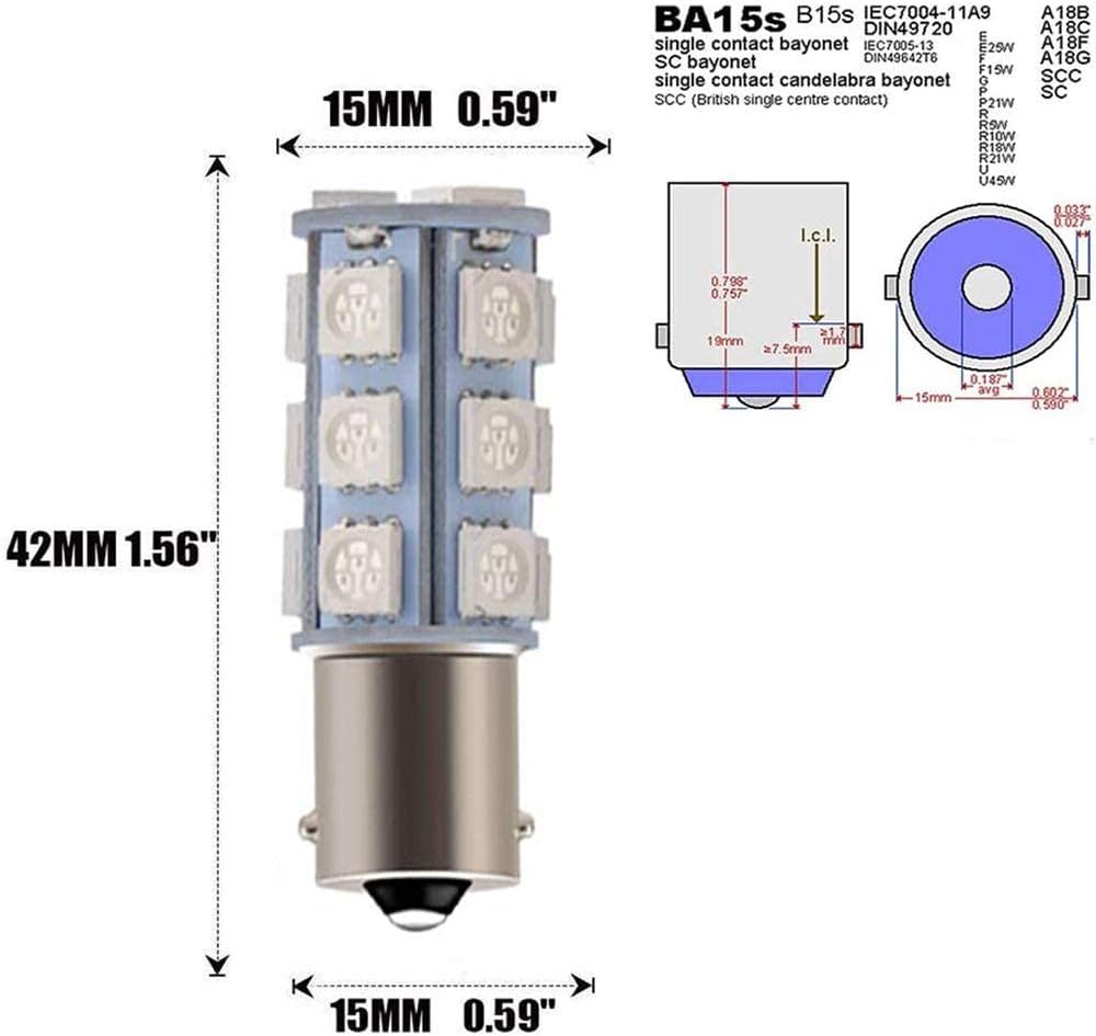 BlyilyB 1156 BA15S 1141 1073 7506 1003 Extremely Bright 12V-24V Amber
