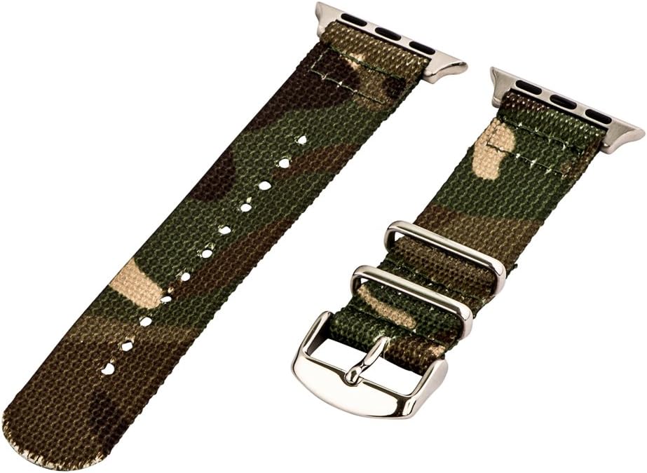 Clockwork Synergy- 2-Piece Nylon - Compatible with Apple Watch 38mm (Army Camo Band) Series, Quick Replacement Watch Straps for Men & Women.