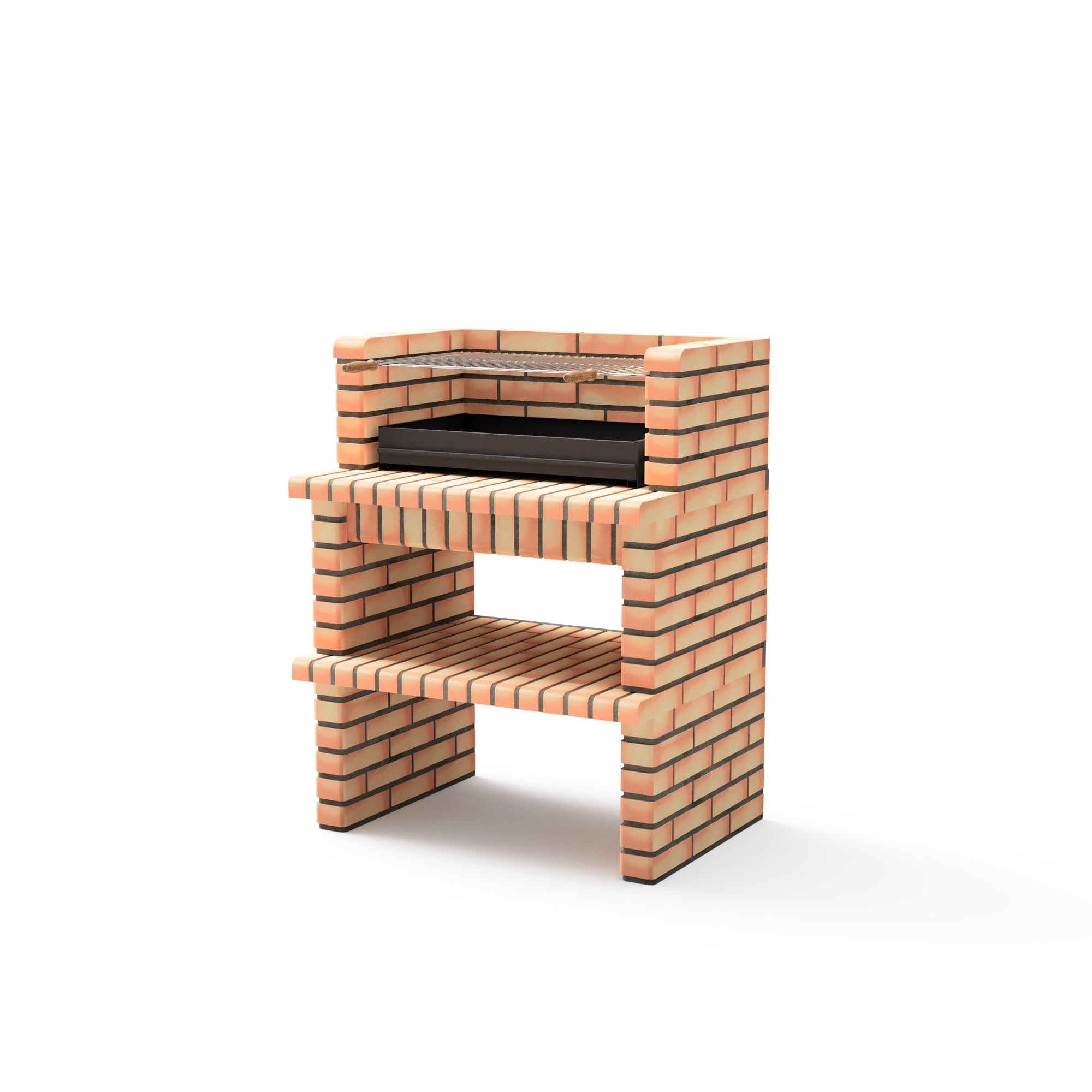 MOVELAR - Barbacoa de Obra Prefabricada de Leña y Carbón Modelo Luxor Short (Gris, Naranja - 93 x 70 x 120 cm) REF: 3518 - Cocina de Exterior Compacta con Parrilla Grande para Jardín o Terraza
