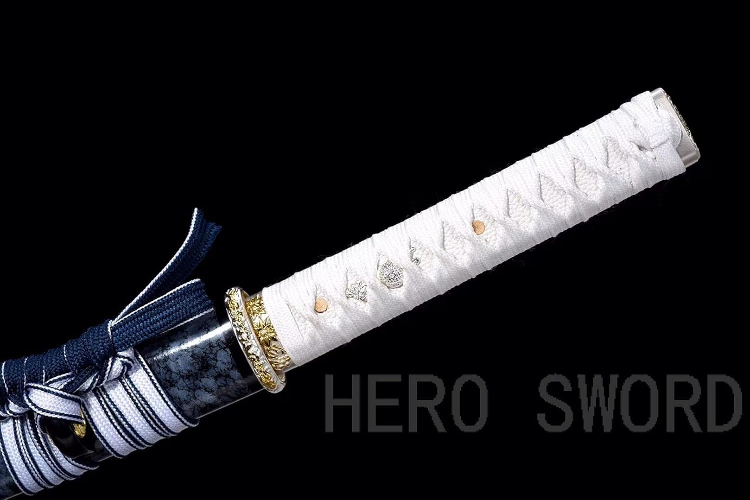 Blue Marble Saya Wakizashi Clay Tempered T1095 High Carbon Japanese Samurai Sword Razor Sharp Full Tang Blade Combat Ready