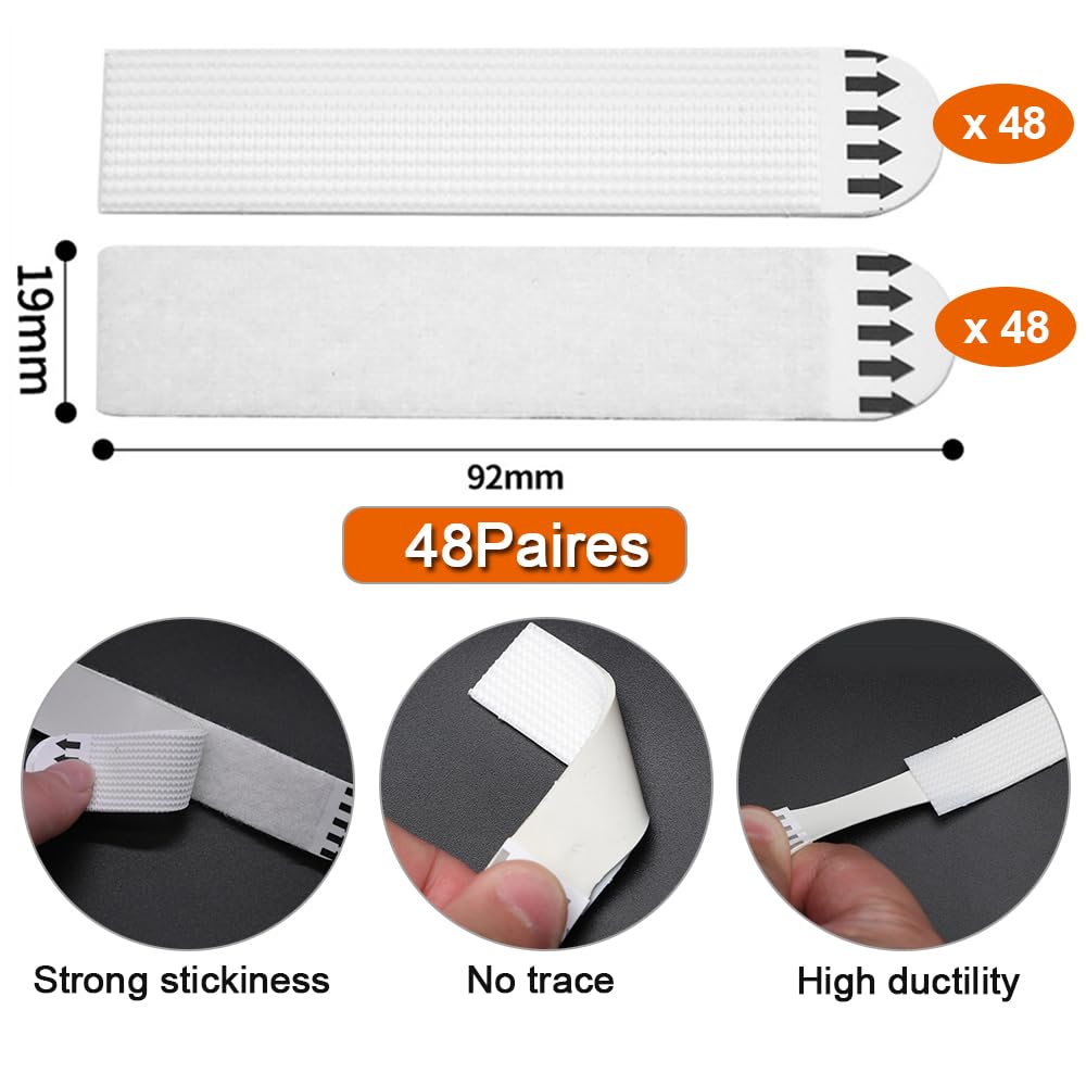 48 Paia Appendi Quadri Senza Chiodi, Strisce Appendi Quadri AdesivI, Attacca Quadri Muro Senza Chiodi, Strisce Adesive per Quadri, Cornici, Poster, Decorazioni Natalizie-92x19 mm