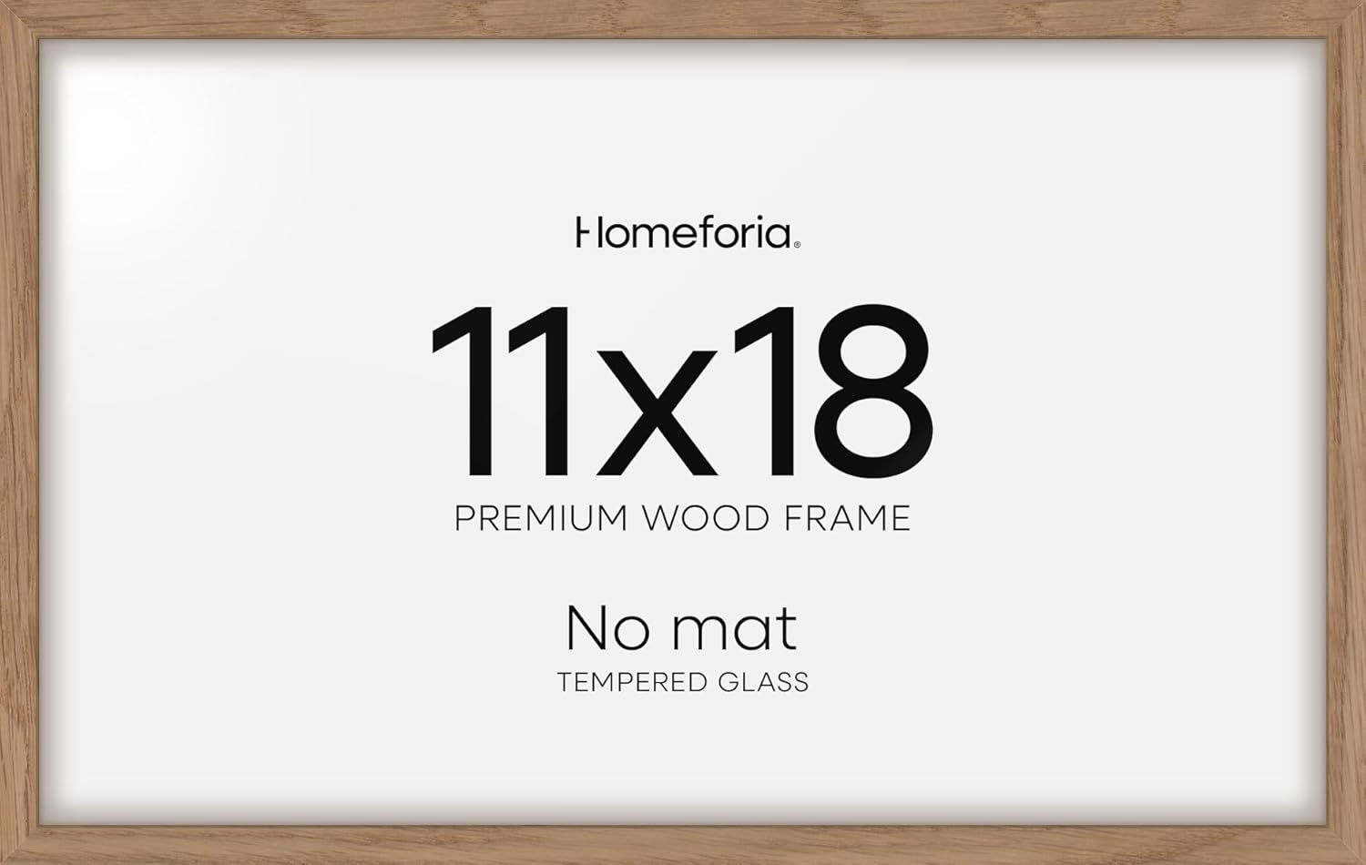 homeforia 11x18 natural picture frame wood, high end 11x18 frames for wall, photo frames 11 x 18 natural with no mat, tempered glass, wall kit, set of 1