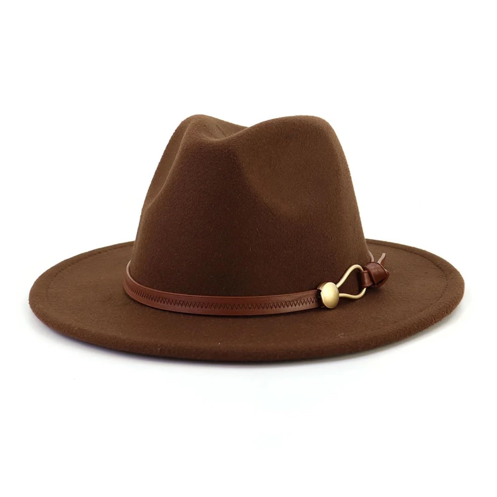 Fedora Uomo Cappello Fedora Jazz con Fibbia for Cintura Marrone Autunno Inverno Donna Uomo Cappello a Cilindro for Feste Cappello da Sole a Tesa Larga Cappello Panama in Feltro