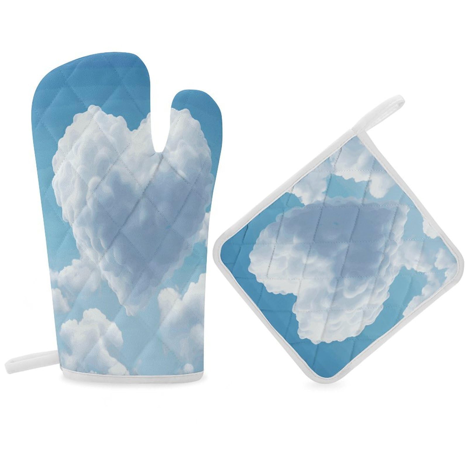Fodpand Women's Style Floating In The Sky Oven Mitts And Pot Holders Sets,Oven Gloves For Kitchen Oven Mitts And Potholders For Baking Cooking Grilling Apartment Essentials