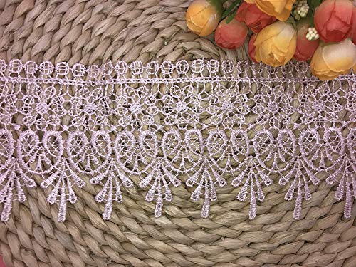 9CM Width Europe Chips Pattern Inelastic Embroidery Lace Trim,Curtain Tablecloth Slipcover Bridal DIY Clothing/Accessories.(2 Yards in one Package) (Pink) 9CM Width Europe Chips Pattern Inelastic Embroidery Lace Trim,Curtain Tablecloth Slipcover Bridal DIY Clothing/Accessories.(2 Yards in one Package) (Pink)