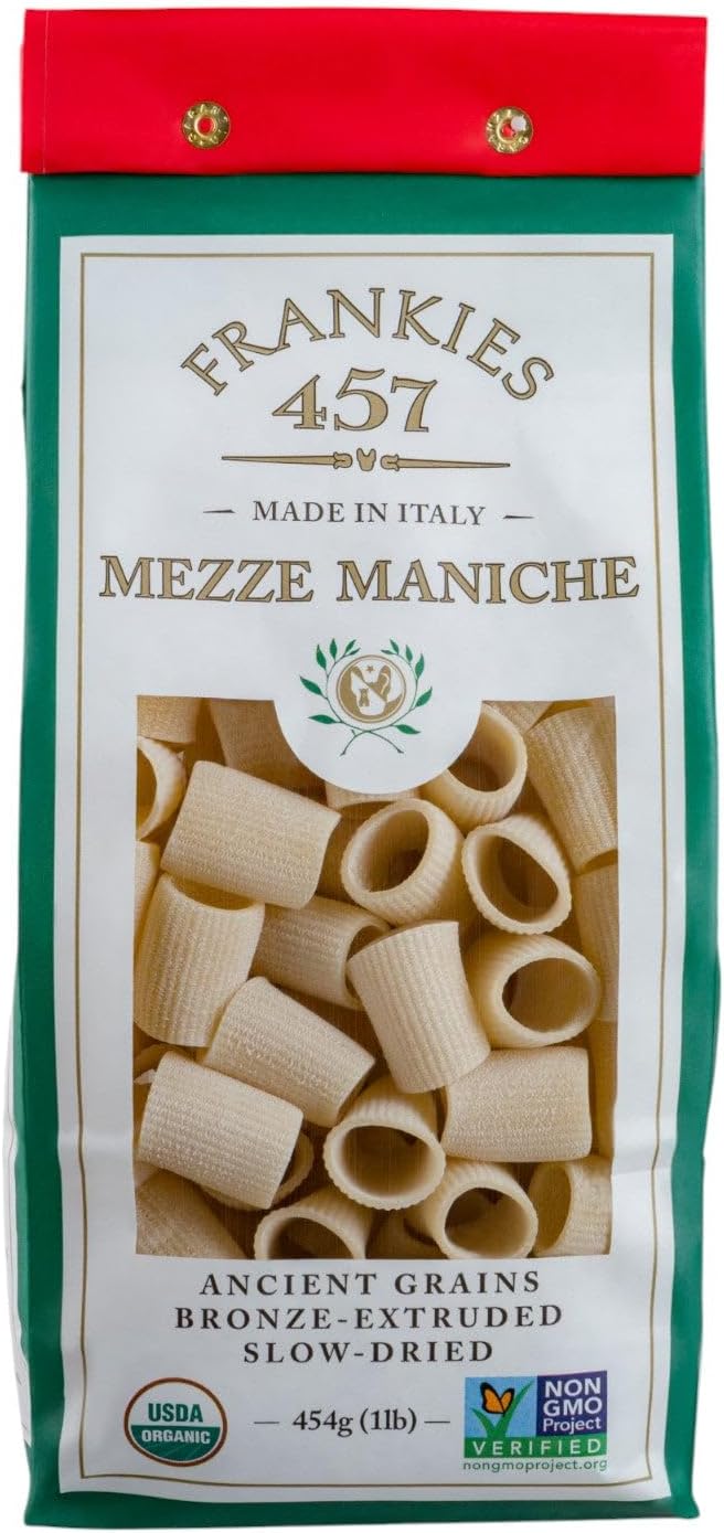 Frankies 457 Artisanal Mezze Maniche Pasta - USDA Organic Certified - Premium Italian Handcrafted Pasta -Imported from Italy 16OZ (1LB)