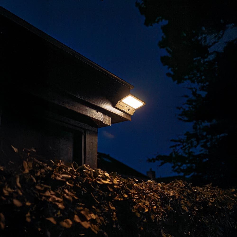 HOFTRONIC - Solarlampen für außen mit Bewegungsmelder 2 stücke 3 Modi 120° Solarleuchten Aussenleuchte mit Bewegungsmelder Solarleuchte mit Bewegungsmelder Wandleuchte Garten 4000K hellweiß