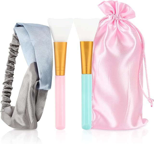 Deciniee Face Mask Brush, 2 Pcs Silicone Facial Mud Mask Brush with Hair Band Soft Applicator Tools for Applying Mud Body Lotion or Mixed Mask DIY Needs
