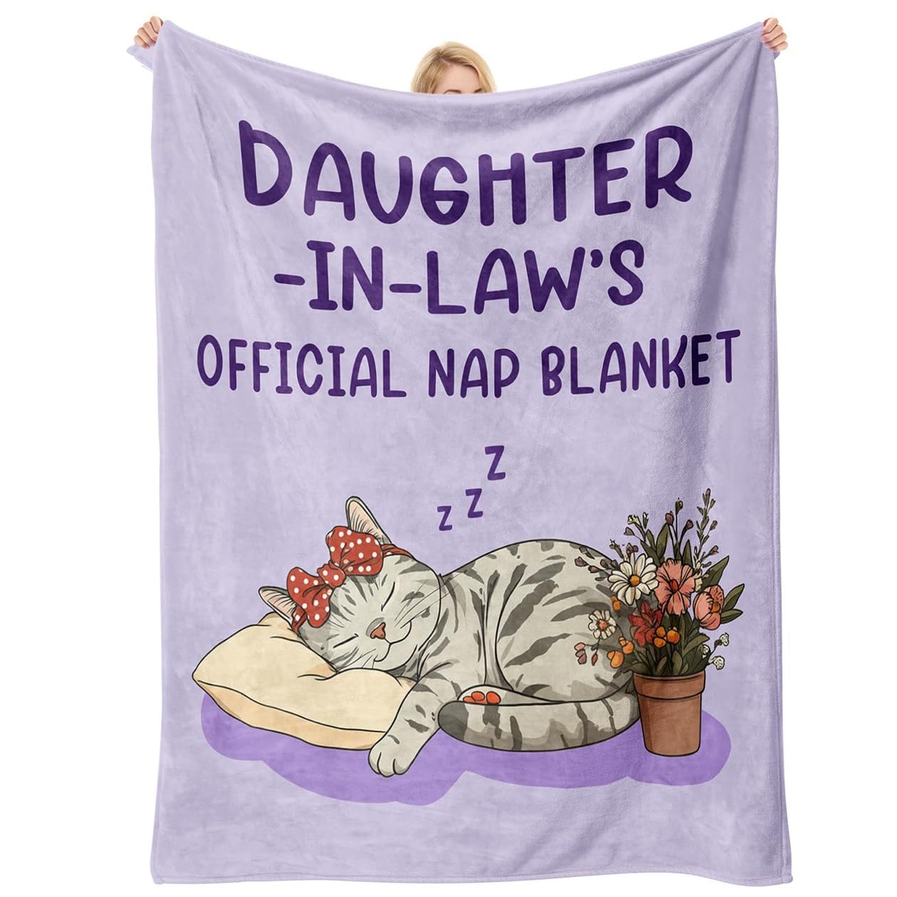 MEKLITRZ Flannel Blanket with Cat Pattern - Cozy Sofa Blanket for The Living Room, for Birthday, Christmas, Father's Day(Daughter-in-law,100x130cm)
