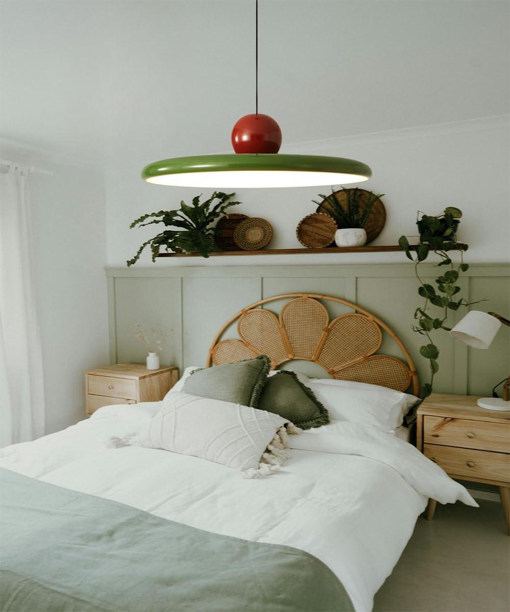 Lampadario Moderno UFO – Lampada a Sospensione LED 36W Dimmerabile,Altezza Regolabile con 3 Temperature di Colore,Plafoniera in Acrilico e Metallo per Sala da Pranzo,Soggiorno,Caffè (Verde)