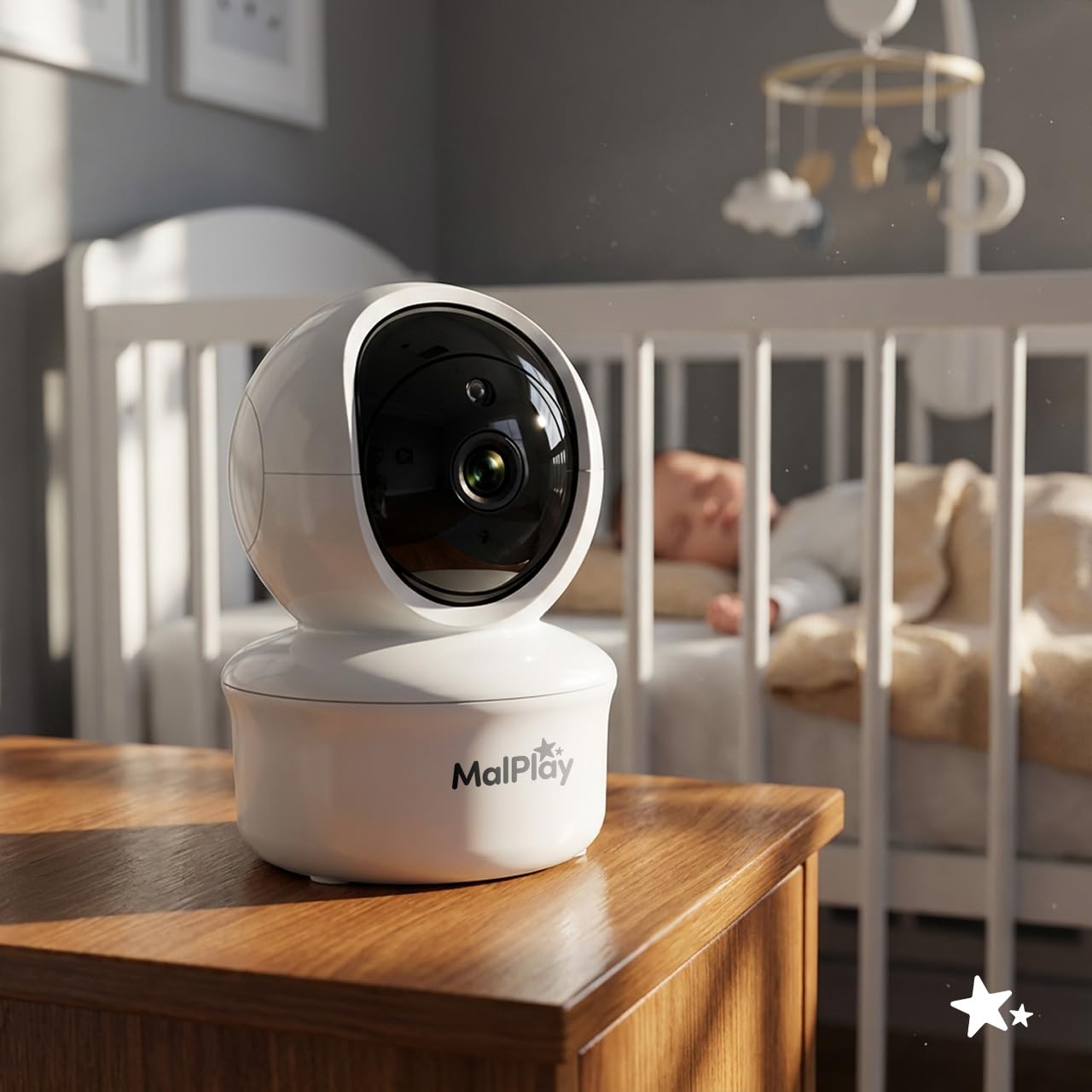 MalPlay Babyfon z kamerą 5 cali HD bez WLAN, wideofon dla niemowląt z noktowizorem, tryb VOX, dwukierunkowe audio, 4X zoom, monitorowanie temperatury, kołysanki, zasięg 300 m NannyEye Complex