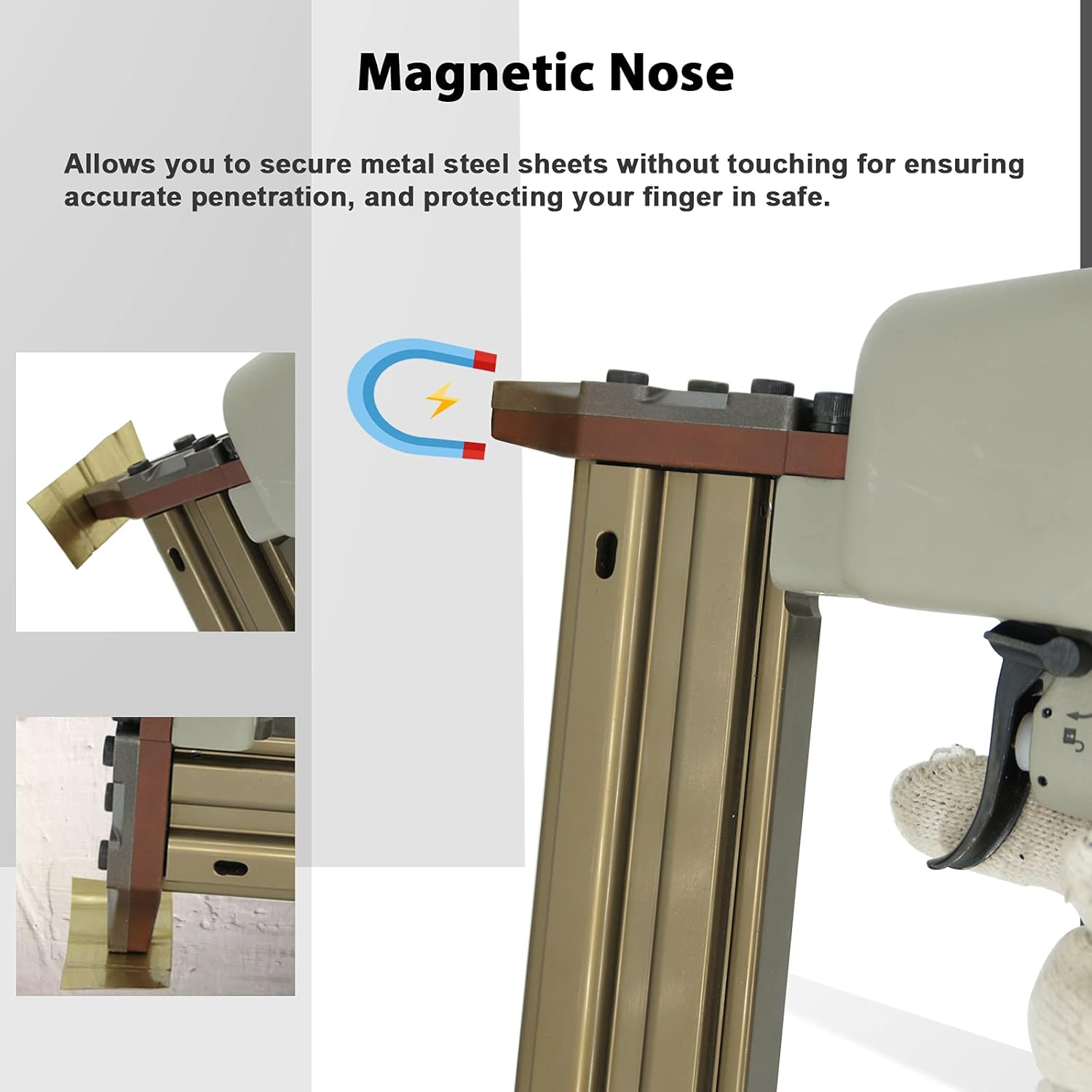 Cheapest 🛒 China-top Silver Woodpecker ST38H 14 Gauge Heavy Duty Concrete Nailer with Magnetic Muzzle, 3/4-inch to 1-1/2-inch T Nails for Concrete Nailing, Baseboard, Gray