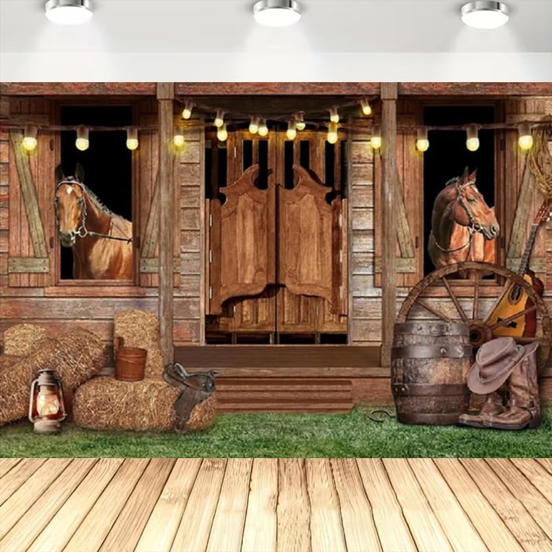 Western Cowboy Photography Background Rustic Barn Door Horse Western Them Party Decoration Wild West Rustic Farmhouse Backdrop Wild West Rodeo Party