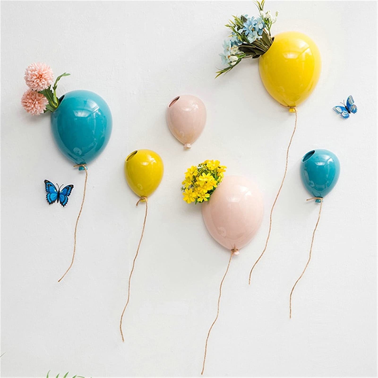 Wiszący kosz z koronki kreatywny ceramiczny balon wiszący na ścianie doniczka na kwiaty salon wazon dekoracja czarny ornamenty do wnętrz na zewnątrz wisząca doniczka (kolor: pomarańczowy L