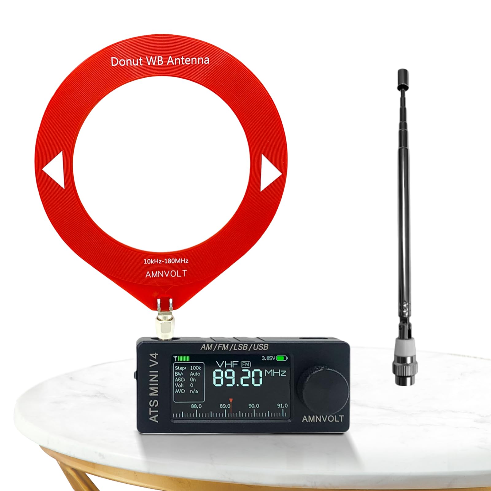 AMNVOLT V4 ATS Mini Radio Pantalla IPS Si4732 DSP Radio Receptor Am FM (Metal) (StyleB)