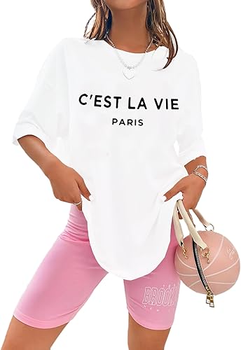 Miniatura 6 de Zoyami Camiseta de gran tamaño para mujer, camiseta gráfica casual, de verano, holgada, de manga corta