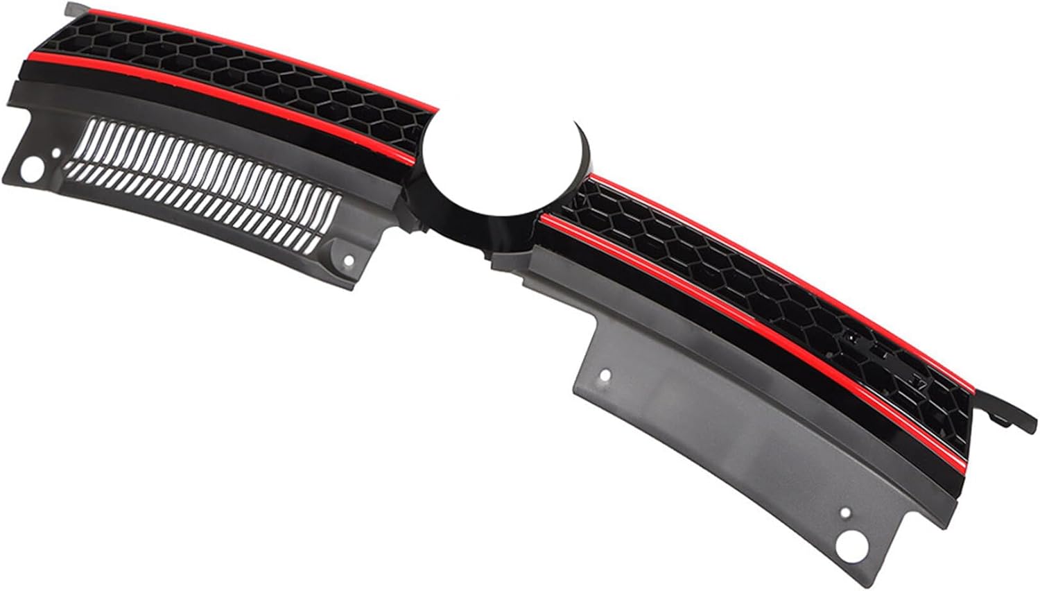 Front Bumper Mesh Grille Plastic Black with Red Line Replacement for 2010-2014 Golf