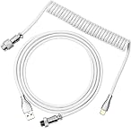 EPOMAKER Mix 1.8m Type-C enroulé à USB A TPU Clavier mécanique Space Câble avec connecteur détachable Aviator pour clavier de jeu et téléphone cellulaire (noir)