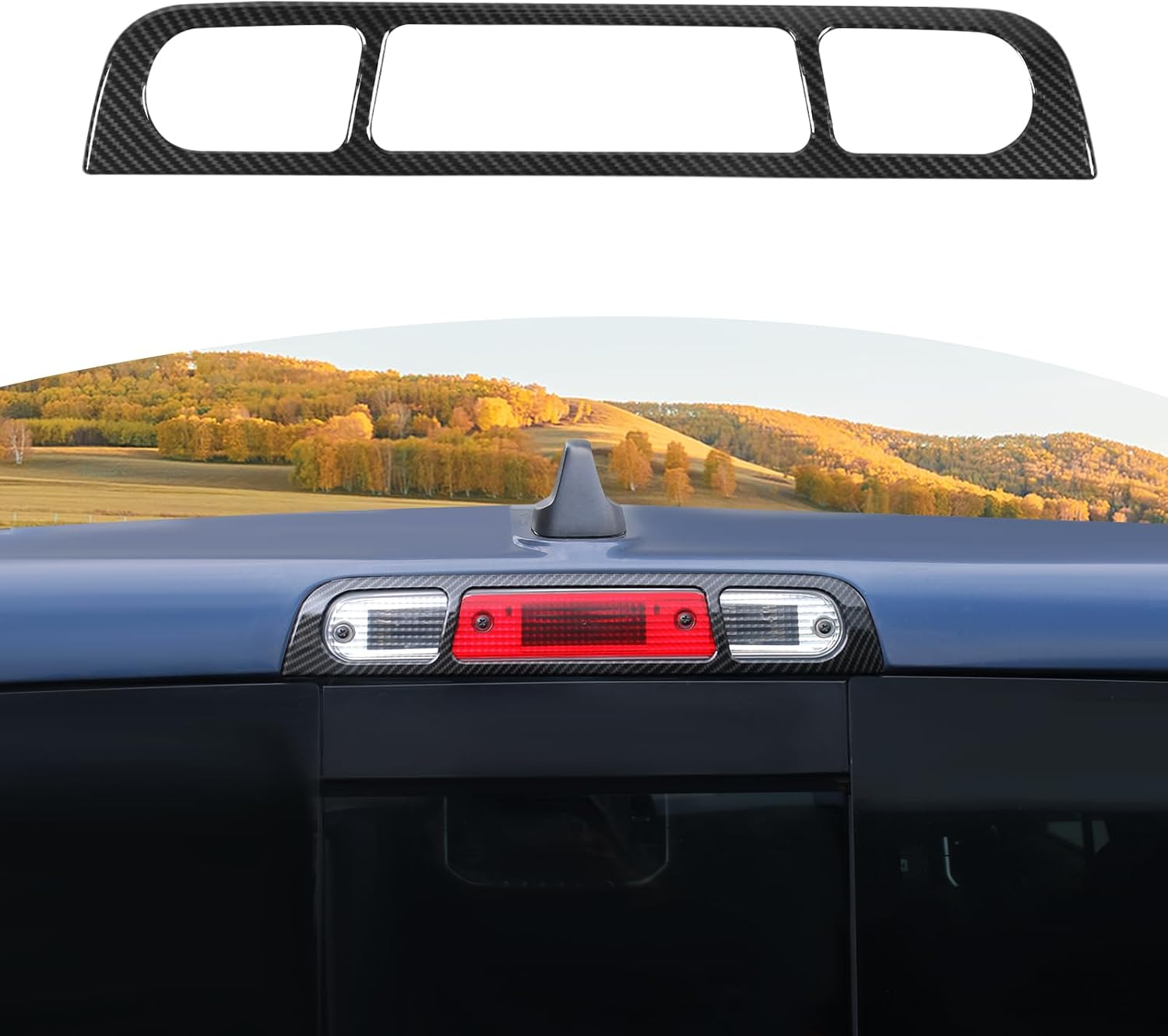 for RAM High Mount Stop Light Cover Trim for RAM 2018+ 3rd Brake Light Black Carbon Fiber Exterior Accessories 1pc