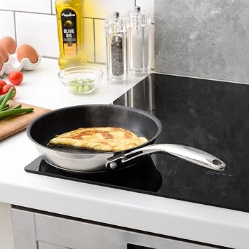 ProCook Professional 18/10 Stainless Steel Frying Pan - 20cm, Durable Non Stick Saute Skillet - Heavy Duty Cookware