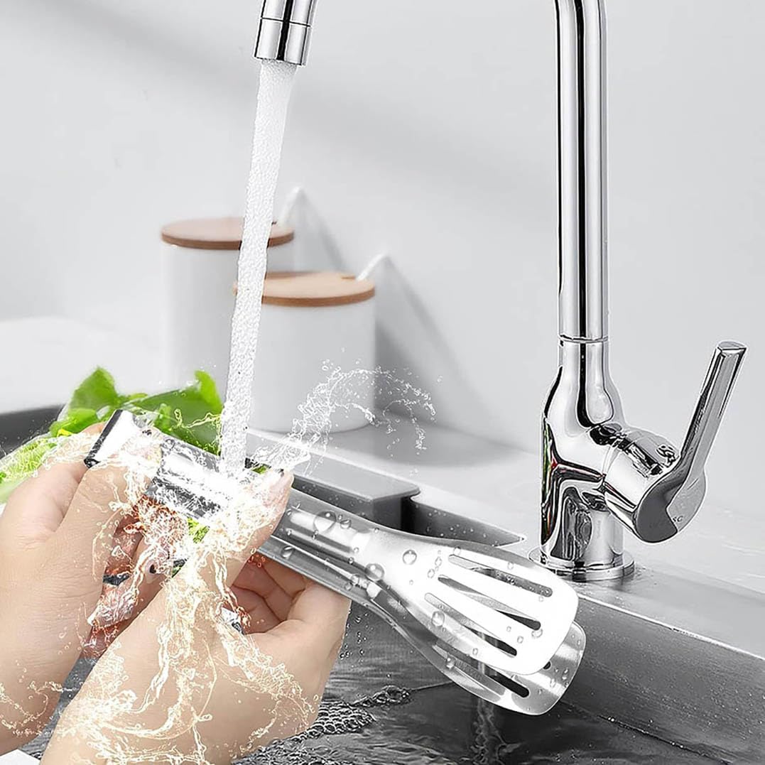 Stainless Steel Serving Tongs - Multifunctional Kitchen Tongs for Parties Buffets and Daily Use - Set of 4 (9 Inches) - Image 3