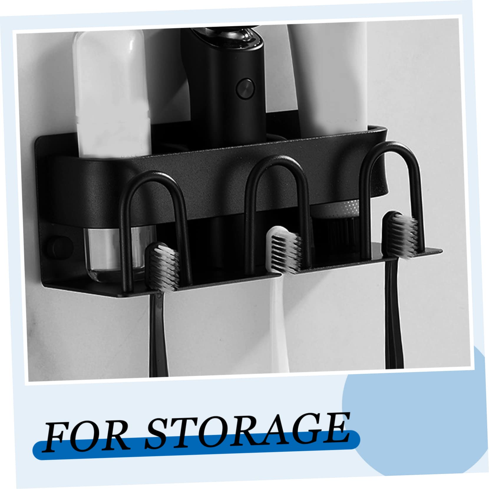Porta Spazzolino da Bagno in Alluminio Nero, Robusto e Drenaggio Dell'acqua, Mensola da Parete per Lavabo e Doccia