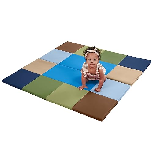 Miniatura 9 de ECR4Kids SoftZone - Tapete cuadrado para actividades de baile, tapete de juego plegable, tono tierra