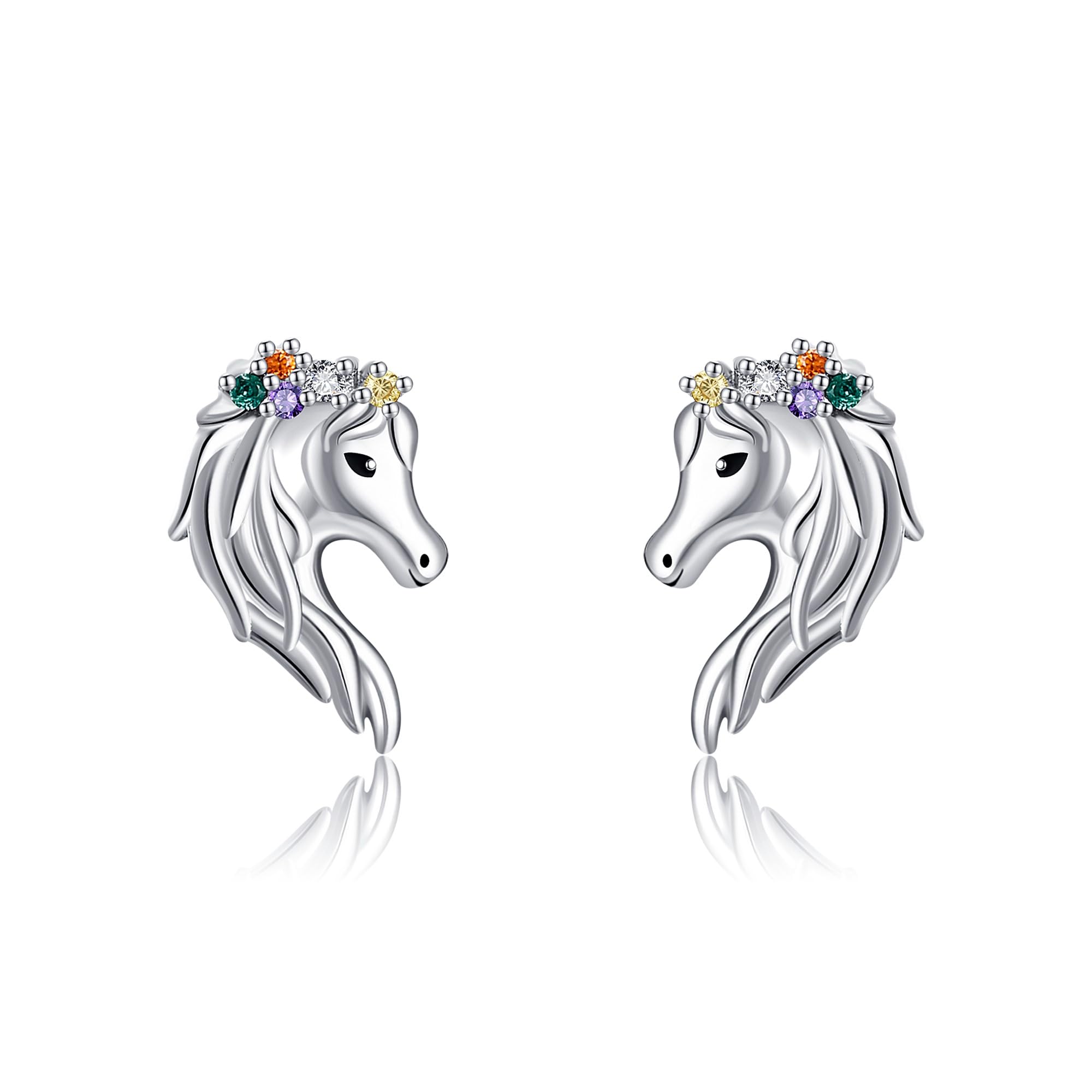 POPLYKE Pferd Axolotl Ohrringe für Mädchen Damen 925 Sterling Silber Axolotl Pferd Schmuck Tier Ohrstecker Geburtstag