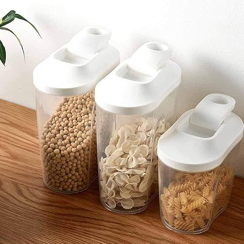 Miniatura 4 de Tarros de almacenamiento Dispensador de cereales de plástico para cocina, caja de almacenamiento sellada transparente para arroz, dulces, granos,