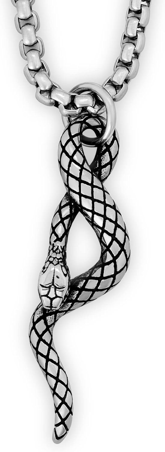 HAQUIL Snake Necklace, Norse Loki Snake Serpent Symbol Pendant, Viking Jewelry Gift for Men and Women