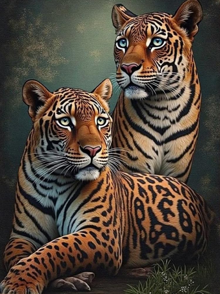 WELIWE Stamped Cross Stitch Kits for Adults 11CT Cross-Stitch Kit for Home Wall Decor DIY Embroidery Kit Needlework Crafts Two Leopards 40x50 cm