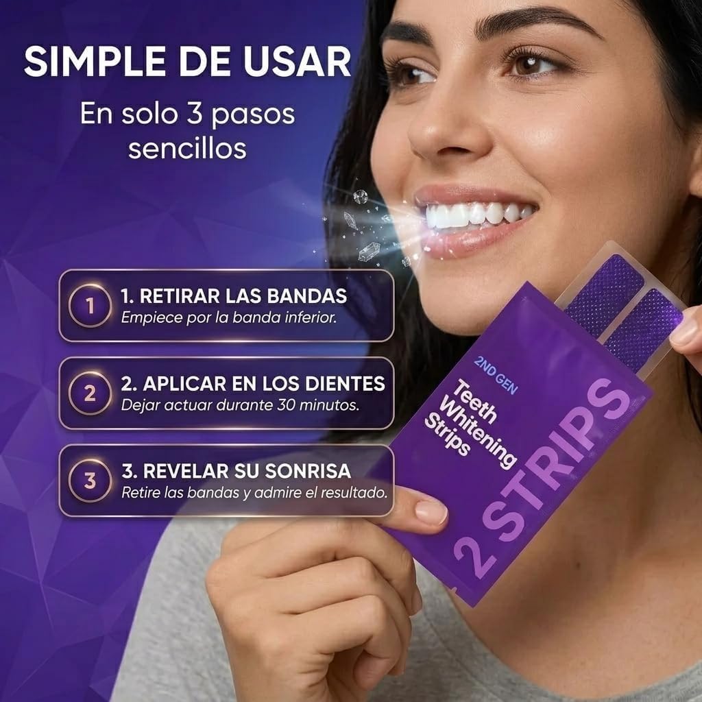 Teeth Whitening Strips Purple, Tiras Blanqueadoras Dientes Autoadhesivas Anti-Amarilleo para Eliminar Manchas de Cafe Te y Tabaco Regalo: cepillo de dientes ((3 Pieces - 12 Pcs))