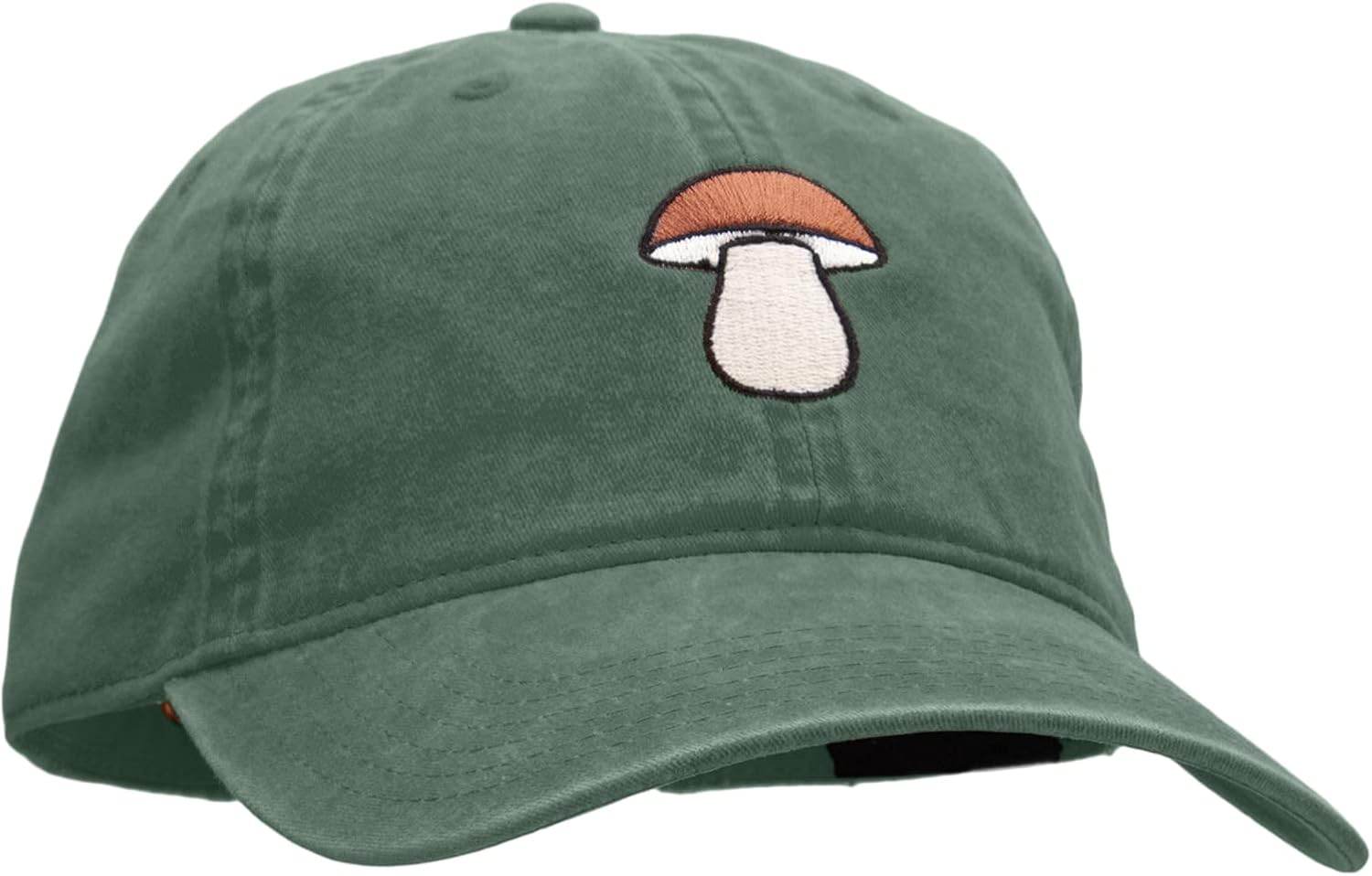 e4Hats.com Porcini Mushroom Embroidered Washed Cotton Brass Buckle Cap