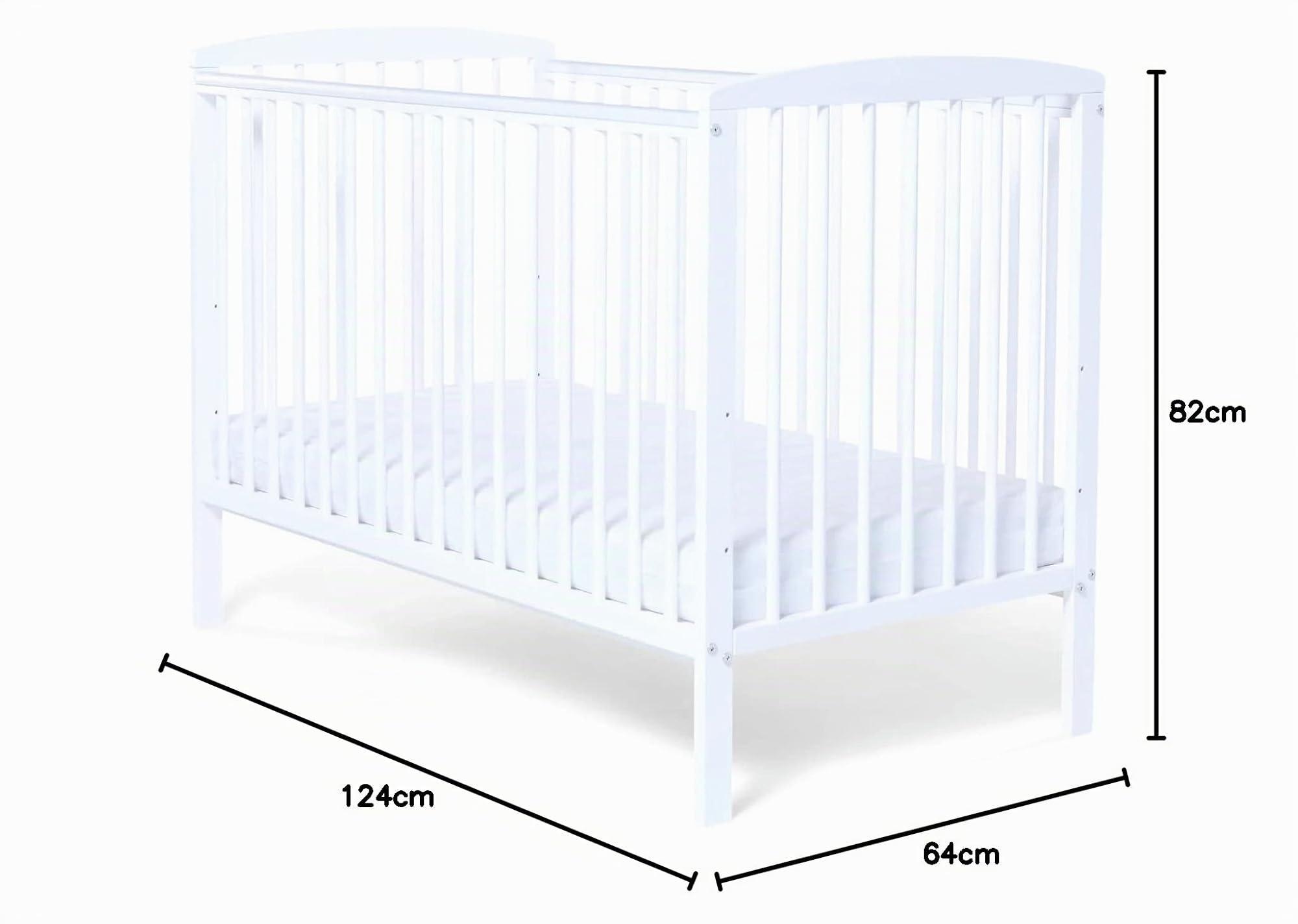 Starlight Culla di Baby Elegance | Lettino in legno bianco con altezze regolabili, barre per dentizione resistenti e design compatto | Letto per neonati ideale per piccoli spazi | Materasso venduto