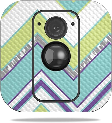 Miniatura 363 de MightySkins - Skin de fibra de carbono para cámara Blink XT para exteriores, chips dorados, acabado de fibra de carbono texturizado, protector