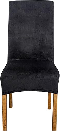 Miniatura 2 de Velvet Large Chair Covers, Soft Stretch Removable Seat Covers High Back Chairs Protector Slipcovers for Dining Room Decor (Black,Set of 6)