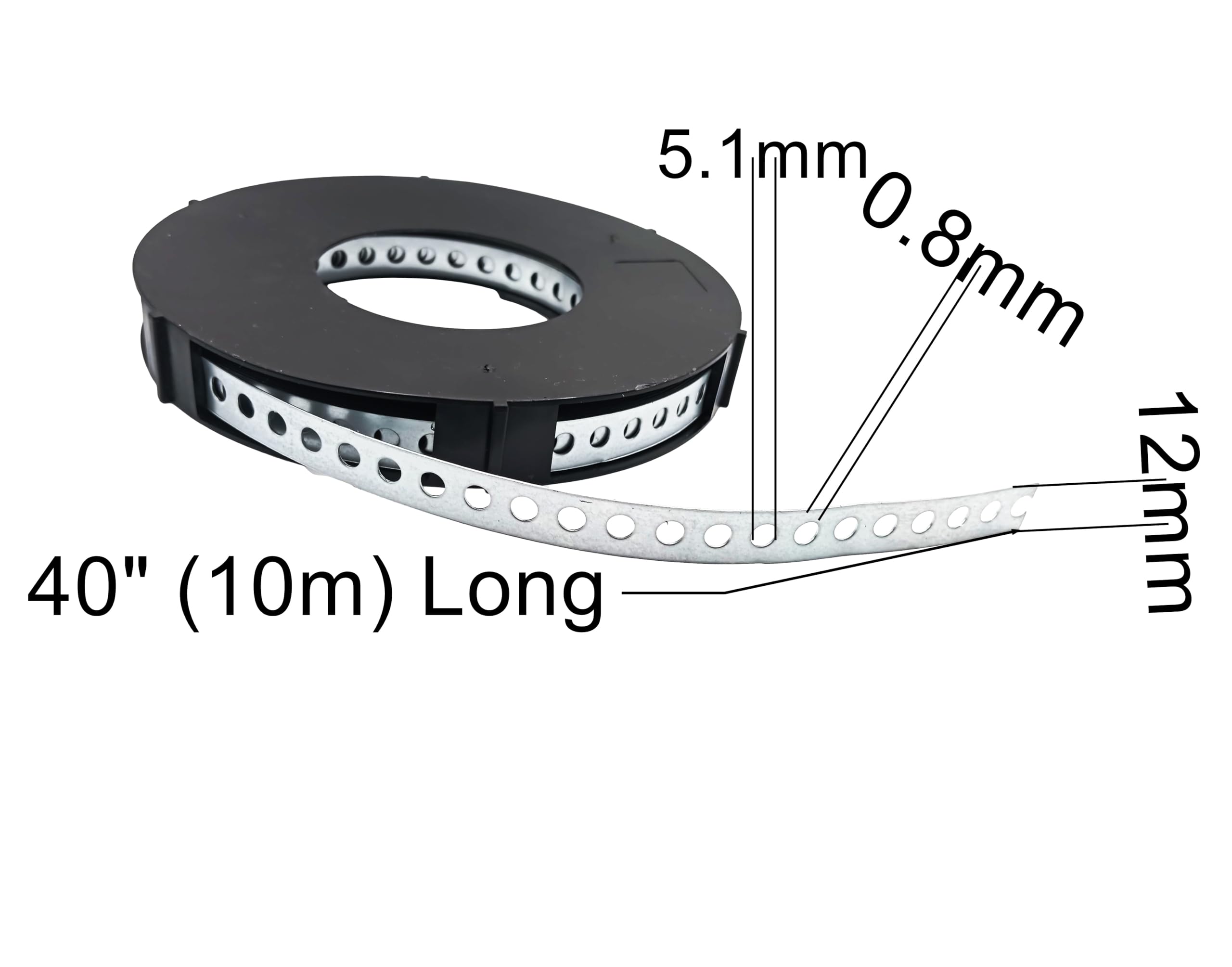 HAFD Perforated Metal Mounting Tape, Galvanised Steel Fixing Strap for Wood Pipe & Cable Installation - Image 2