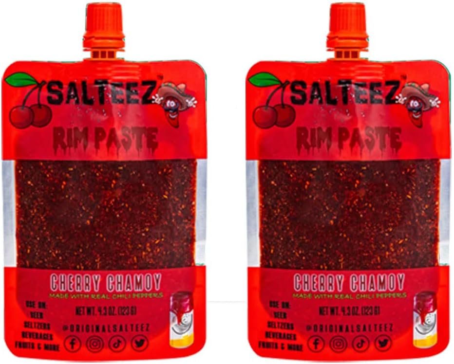 Salteez Rim Paste - Cherry Chamoy Rim Paste for your Beers, Seltzers, Drinks, Snacks, and more! (2 Pack)