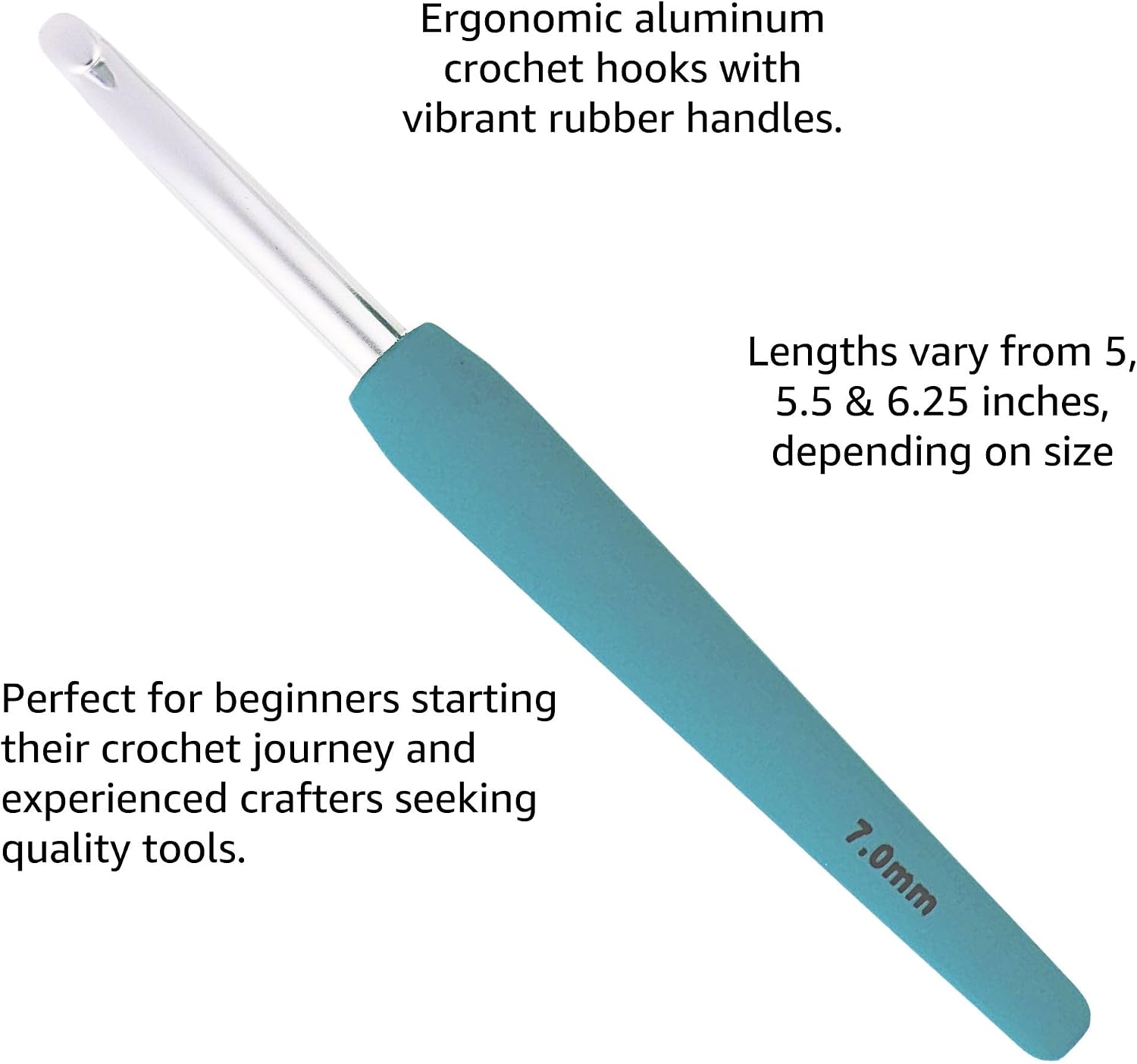 KnitPro Waves Grande Set 5.25 inch Crochet Hooks Size 2.0, 2.5, 3.0, 3.5, 4.0, 4.5, 5.0, 5.5, 6.0, 7.0, 8.0, 9.0, 10.0, 12.0 mm, Fabric Case with Project Bag