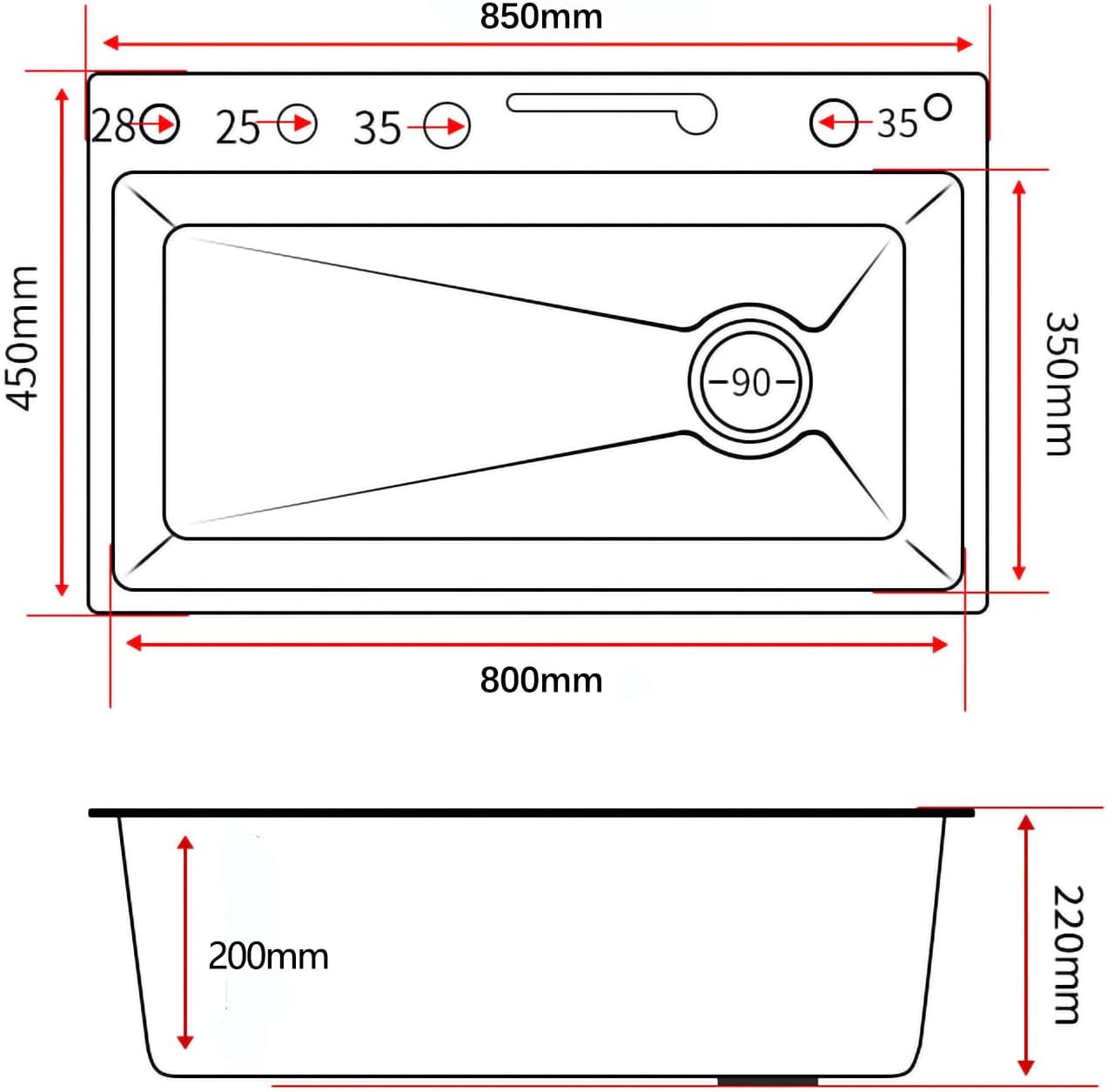 Waterfall Kitchen Sink,Stainless Steel Single Bowl Digital Display Smart Drop In Kitchen Sink With Various Accessories (Dark Gray, 33.5"x17.7"x8.7")