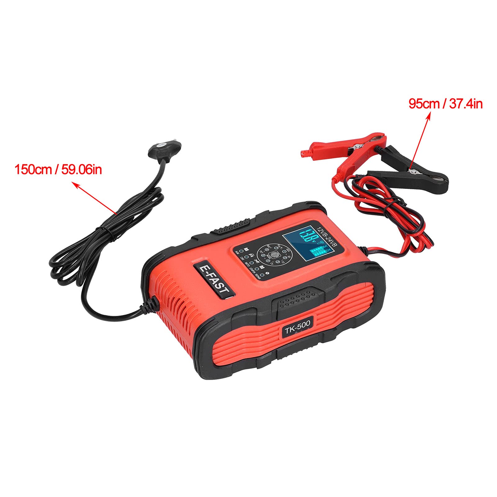 Caricabatteria intelligente, riparazione a impulsi Caricabatteria per auto con ricarica a 7 stadi 12V/12A 24V/6A Protezioni multiple per auto per moto per barca