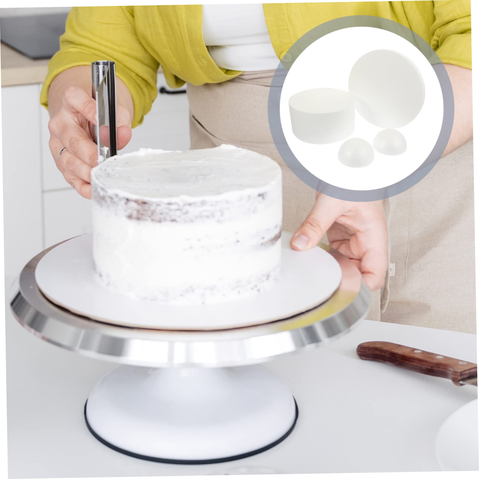 COHEALI 4pièces Modèle De Gâteau Mousse Ronde Accessoire De Pratique pour Décoration De Gâteaux Léger Et Réutilisable pour Créer des Gâteaux Faux