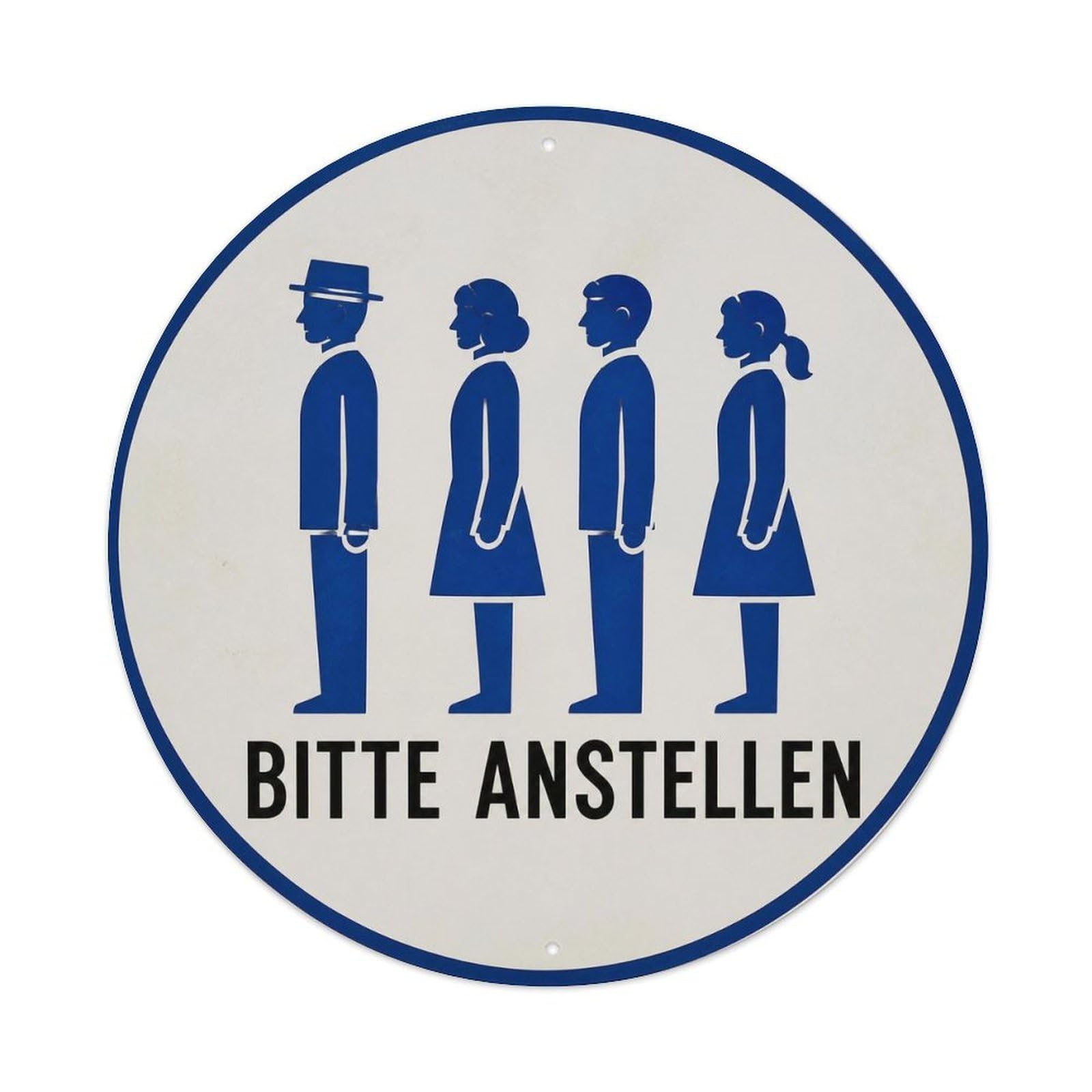 Olyhtr 8X8inch Classic Style Queue Etiquette German Traditional Typography Witty Metal Tin Sign