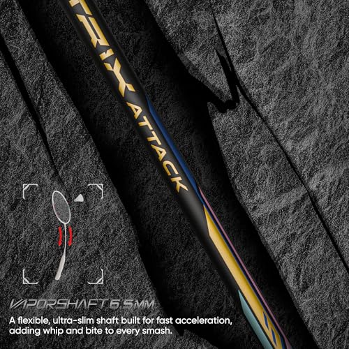 Image of Hundred Nitrix Attack | Ultra-Light Carbon Fibre Badminton Racket | Head-Heavy Power | Max Tension 32lbs | Flexible Shaft for Fast Swings | Intermediate /Advanced Level | Includes Full Cover