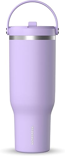 Hydrapeak Nomad - Vaso de 40 onzas con asa y tapa con popote, a prueba de fugas, doble aislamiento, taza de 40 onzas de acero inoxidable (lavanda)
