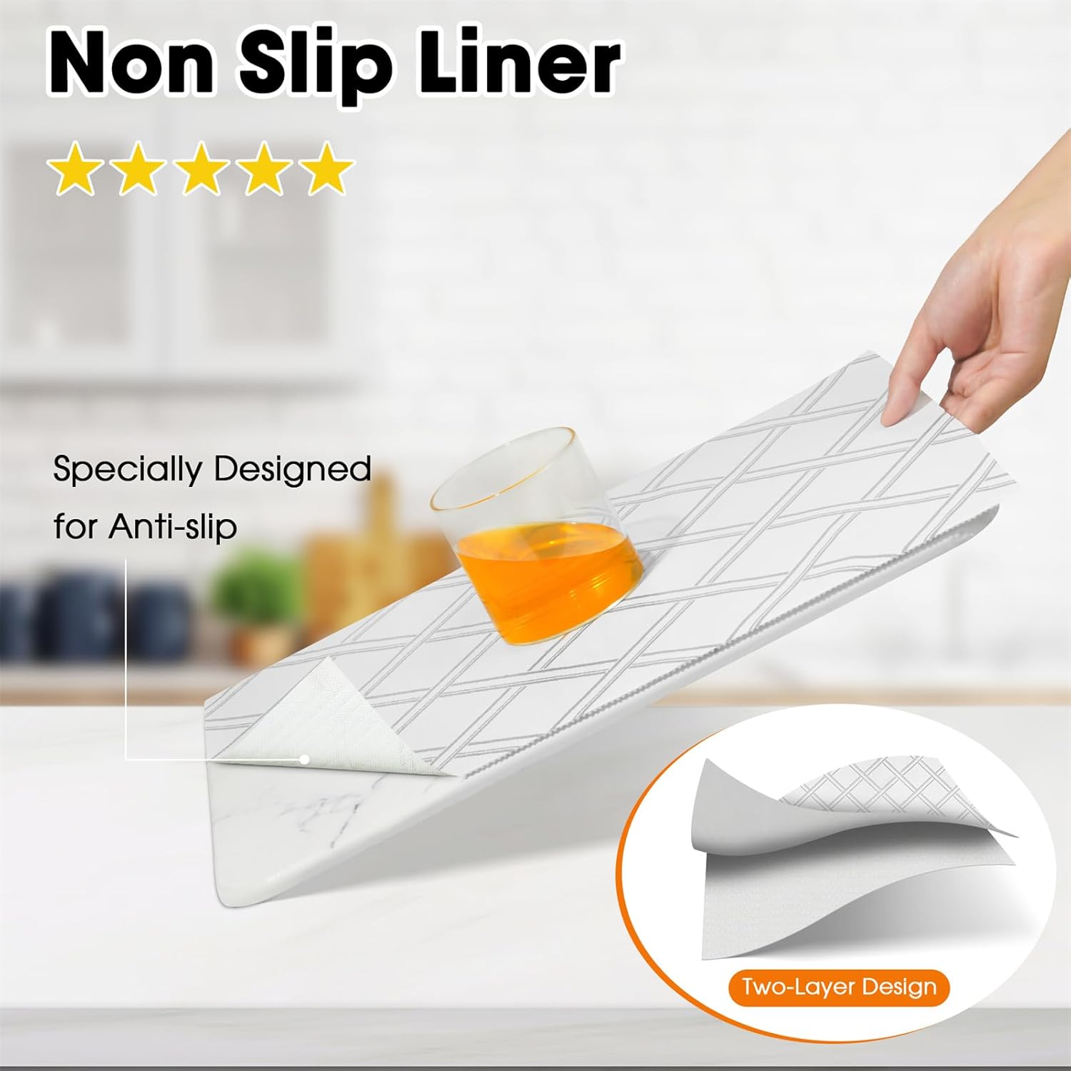 drawer and shelf liners for kitchen cabinets non-adhesive cabinet liners strong grip non slip waterproof contact paper for cabinets and drawers shelves cupboard,silver geometric,12in x 20ft 12"w x 240"l silver geometric