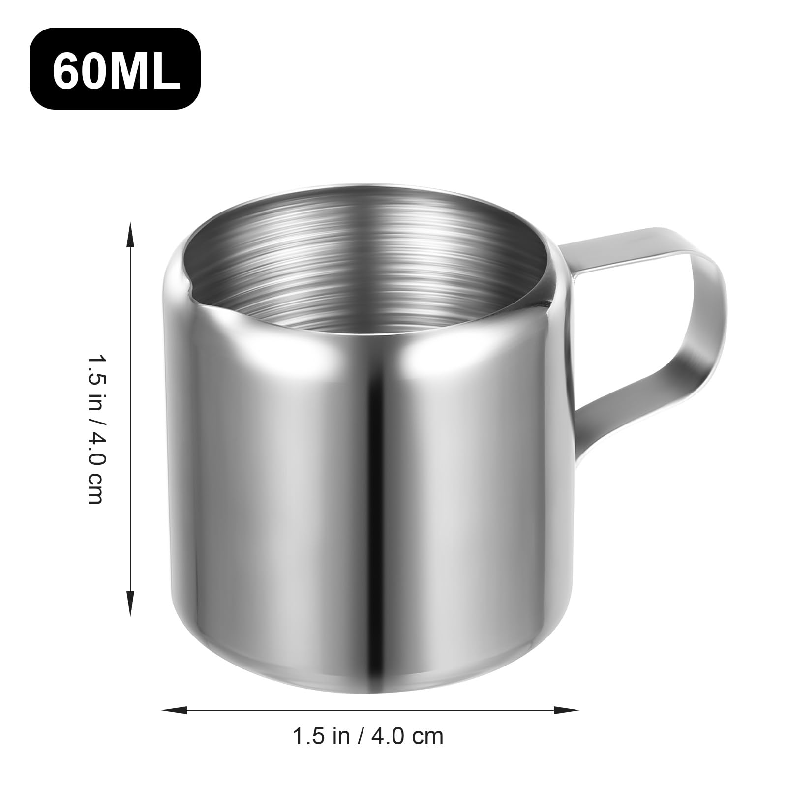 HEMOTON 2 Stücke 60ML Mini Milchkännchen Edelstahl Espresso Kännchen Milchschaumkännchen Espresso Milch Aufschäumen Krug Kaffeetasse Milchkanne Sahnekanne Milchkaffee Krug für Milch Soja Kaffee