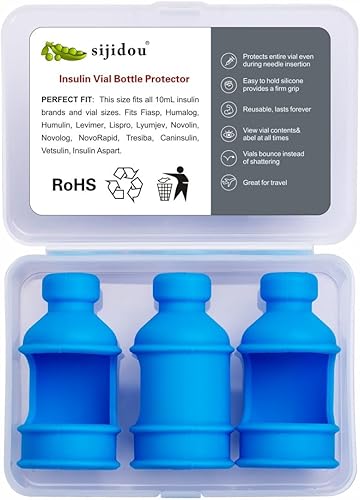 Miniatura 7 de Paquete de 3 fundas protectoras de botella de insulina para diabéticos, funda protectora de silicona para proteger el frasco de insulina de la