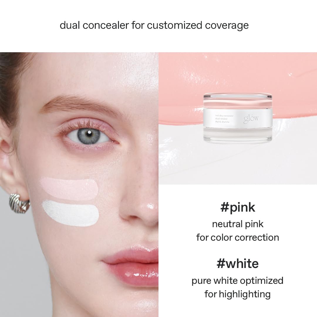 glow not dry concealer #pink #white | covers under-eye circles & blemishes | full-coverage | dual-color&use | melt-in texture | 0.4 oz | beige - Image 4
